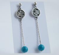 Silver Earrings With Turquoise - Silver Work Jewelry - By Shani Shtaingart, Romantic Jewelry Artist