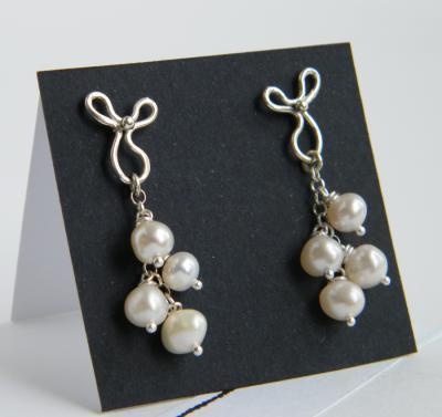 Earrings - Silver Earrings With Pearls - Silver Work