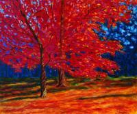 Landscape - Albero Rosso - Oil On Canvas
