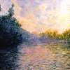 Alba Sul Fiume - Oil On Canvas Paintings - By Mario Sampieri, Impressionist Painting Artist