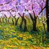 Ciliegi In Fiore - Oil On Canvas Paintings - By Mario Sampieri, Impressionist Painting Artist