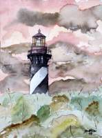 St Augustine Lighthouse - Watercolor Paintings - By Derek Mccrea, Impressionism Painting Artist
