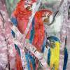 3 Parrots - Watercolor Paintings - By Derek Mccrea, Realism Painting Artist
