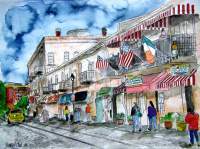 Savannah River Street Georgia Cityscape Art - Water Color Paintings - By Derek Mccrea, Impressionism Painting Artist