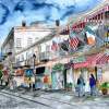 Savannah River Street Georgia Cityscape Art - Water Color Paintings - By Derek Mccrea, Impressionism Painting Artist