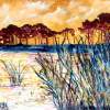 Coastal Pines Abstract Seascape Art - Water Color Paintings - By Derek Mccrea, Impressionism Painting Artist