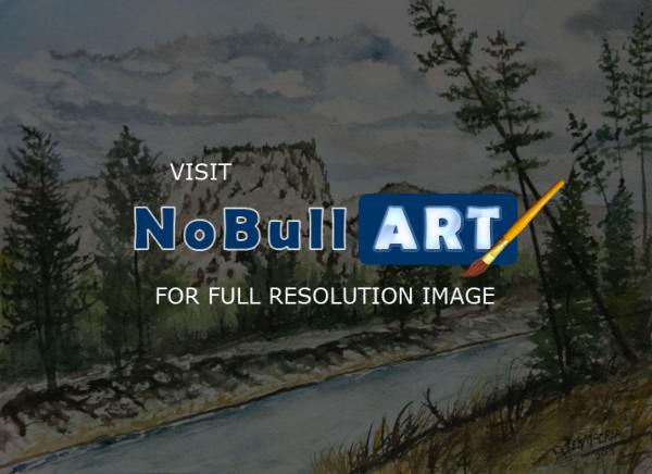 Art Of Derek Mccrea - Yellowstone National Park Landscape Art Print - Watercolor