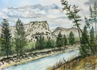 Art Of Derek Mccrea - Yellowstone National Park Landscape Art Print - Watercolor