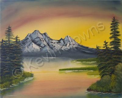 Landscape - Mountain Sunset - Oil On Canvas