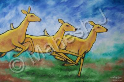 Animals - Deers - Oil On Canvas