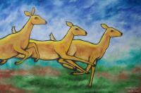 Deers - Oil On Canvas Paintings - By Mahesh J, Expression Painting Artist