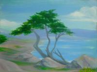 Acrylic Beach Cyprus - Acrylic Paintings - By Chris Lee, Acrylic Painting Painting Artist
