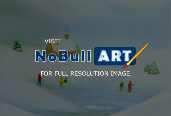 Paintings - Acrylic Winter Pond Snow Scene - Acrylic