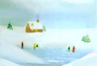 Acrylic Winter Pond Snow Scene - Acrylic Paintings - By Chris Lee, Acrylic Painting Painting Artist