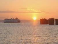 Sunset And Ferry - Digital Photography Photography - By Chris Lee, Digital Photography Photography Artist