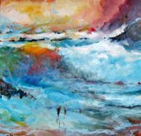 Colorfull Waves - Acrylic Paintings - By Alshaikh Aldaw, Impressionist Painting Artist