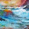 Colorfull Waves - Acrylic Paintings - By Alshaikh Aldaw, Impressionist Painting Artist
