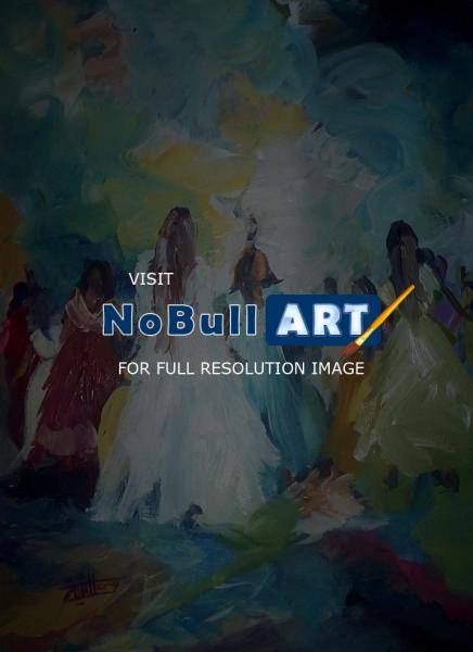 Impressionist - Dancers In Blu Seen - Acrylic