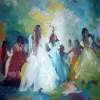 Dancers In Blu Seen - Acrylic Paintings - By Alshaikh Aldaw, Impressionist Painting Artist