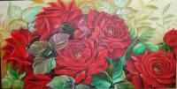 Rosas Vermelhas - Oil On Canvas Paintings - By Virgnia Arajo, Impressionismo Painting Artist