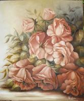 Rosas Breves - Oil On Canvas Paintings - By Virgnia Arajo, Impressionismo Painting Artist