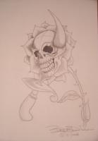 Fantasy Art - Skull And Dagger - Graphite Pencils