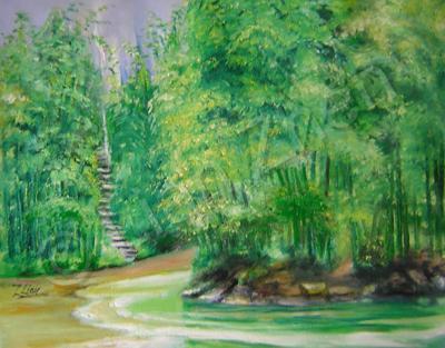 Landscape - Bamboo Forests - Oil On Canvas