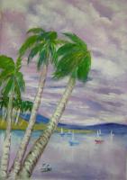 Landscape - Purple Clouds - Oil On Canvas