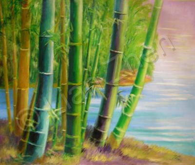 Landscape - Bamboo Green 2 - Oil On Canvas