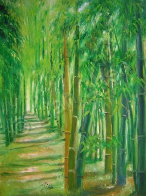 Landscape - Bamboo Green 4 - Oil On Canvas