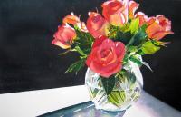 Twilight Roses - Watercolor Paintings - By Sarah Bent, Realism Painting Artist