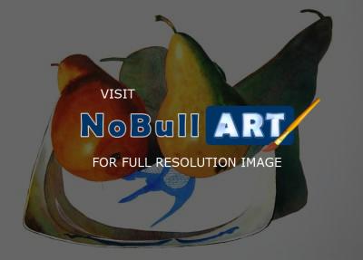 Realism - Fish Dish Two Pears - Watercolor