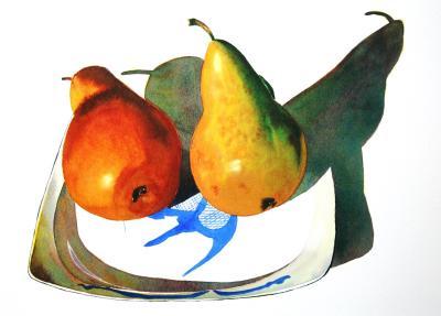 Realism - Fish Dish Two Pears - Watercolor