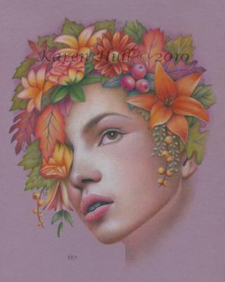 Portraits - Goddess Of Autumn - Coloured Pencils On Matte Boar