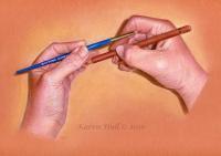 The Artist Or The Subject - Coloured Pencils On Matte Boar Drawings - By Karen Hull, Realism Drawing Artist