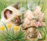 Hush Little Mouse - Acrylics On Drafting Film Paintings - By Karen Hull, Illustrative Painting Artist