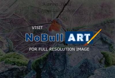 Miniature Art - Robin On A Rock - Watercolours On Watercolour Ca