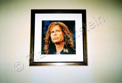 Hand Stitched Portraits - Steven Tyler Aerosmith Hand Stitched Portrait - Thread  Fabric