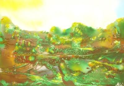 Fantasy World Paintings - Land Of The Trolls - Spray Paint On Paperboard