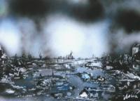 Fantasy World Paintings - Fantasy Storm - Spray Paint On Paperboard