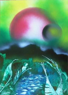 Fantasy World Paintings - Neverland - Spray Paint On Paperboard