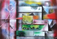 Dimensions - Spray Paint On Paperboard Paintings - By Nandor Molnar, Spray Technique Painting Artist