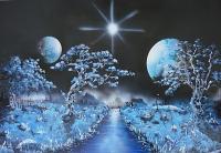 Fantasy World Paintings - Land Of The Stars 2 - Spray Paint On Paperboard
