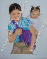 Mexican Traditional Art - Sisters - Watercolor