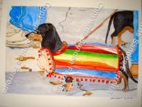 Mexican Traditional Art - Fiesta Day For Dachsy - Watercolor