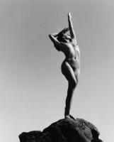 Nudes - Nude On Rock - Black And White Silver Print