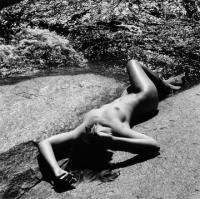 Nudes - Nude At River - Black And White Silver Print