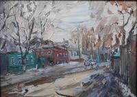 Street In Podolsk - Oil On Canvas Paintings - By Alexander Vilderman, Classic Painting Artist