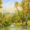 Lakeside Forest - Oil On Veneer Paintings - By Karola Kiss, Realism Painting Artist