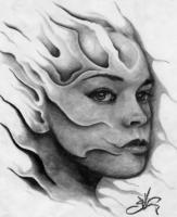 Portrait - Charcoal Pencil On Paper Drawings - By Sean King, Surreal Drawing Artist